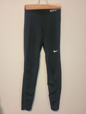 Nike Black Athletic Leggings with White Swoosh